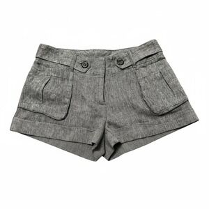 Womens Gray Shorts Career Wear Pocketed High Waist Dressy Casual